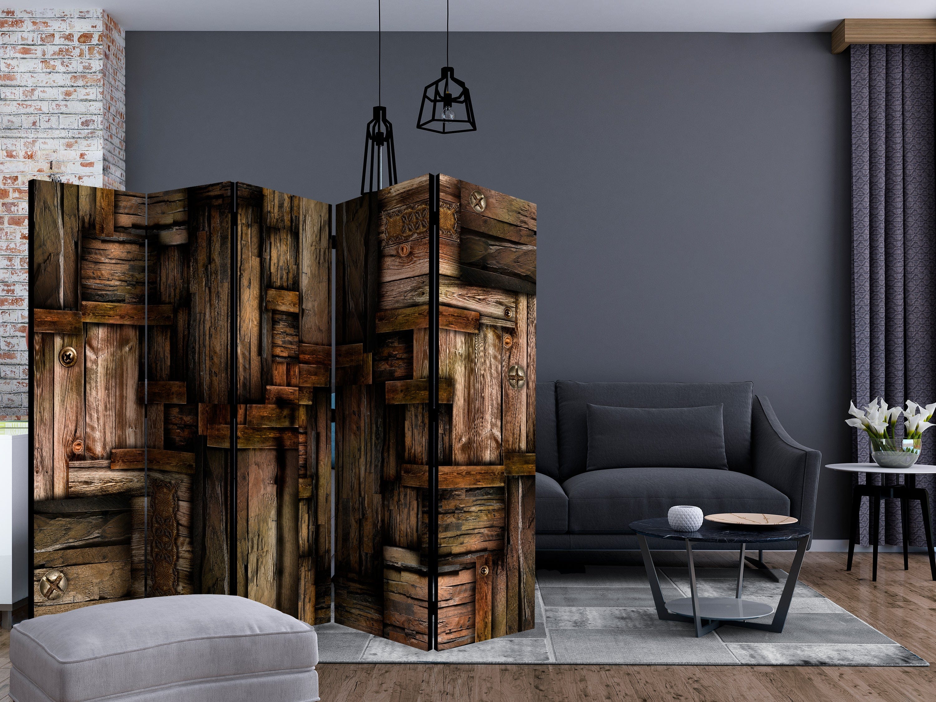 Aizslietnis 5-daļīgs - Koka puzle (225x172cm) 225x172 cm Home Trends