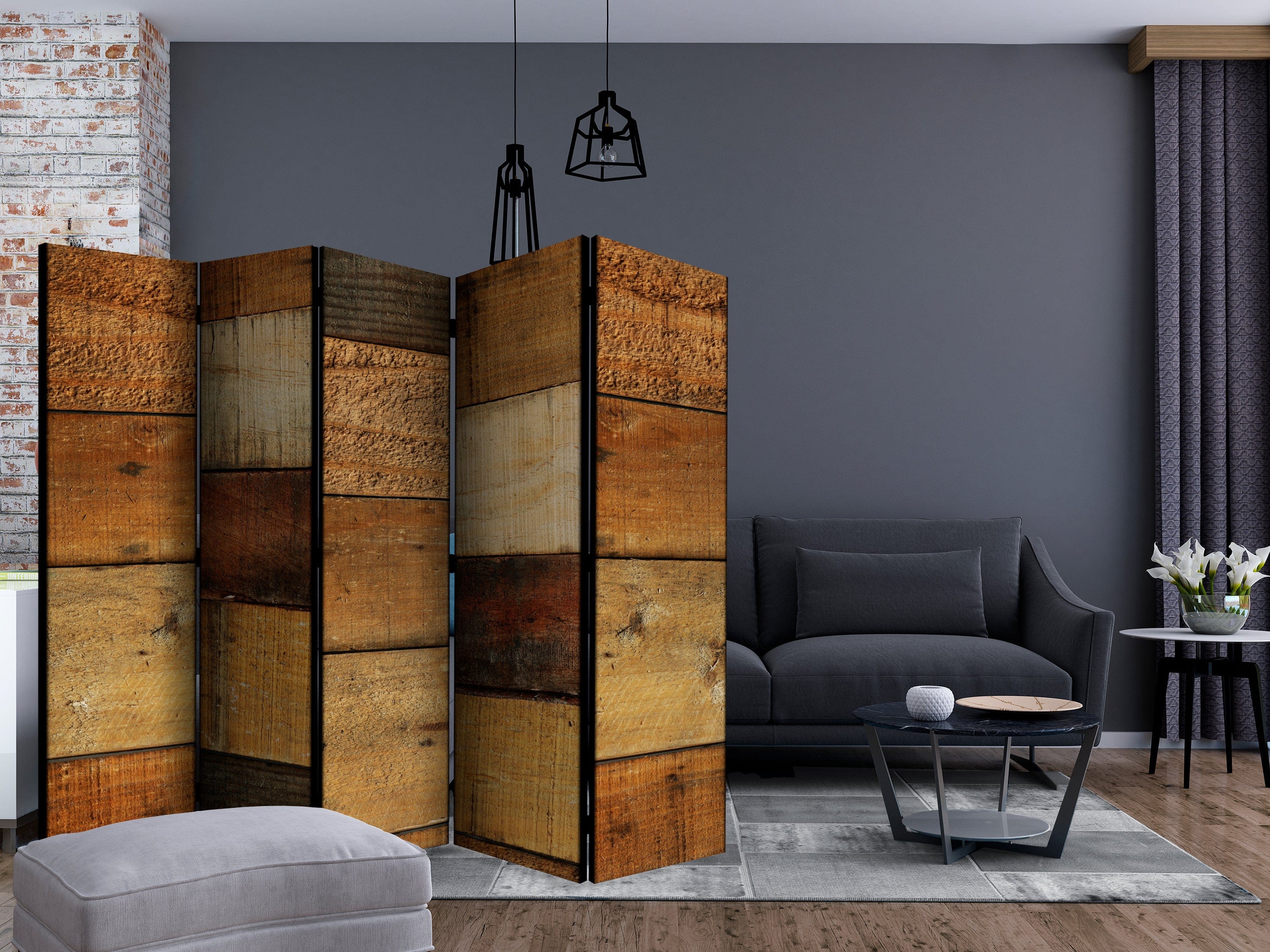 Aizslietnis 5-daļīgs - Koka tekstūras (225x172cm) 225x172 cm Home Trends