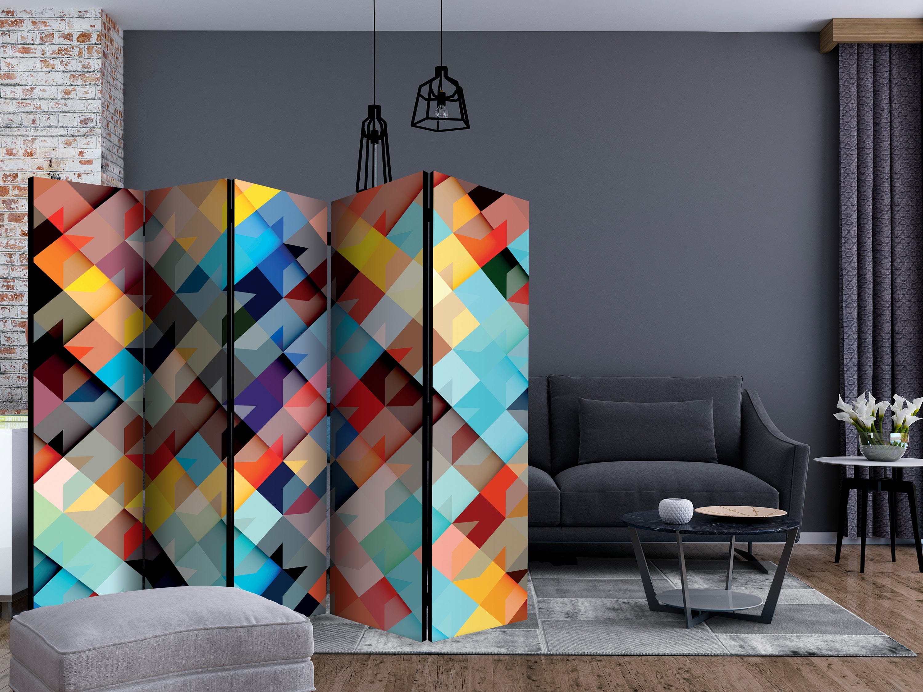 Aizslietnis 5-daļīgs - Krāsainā mozaīka (225x172cm) 225x172 cm Home Trends