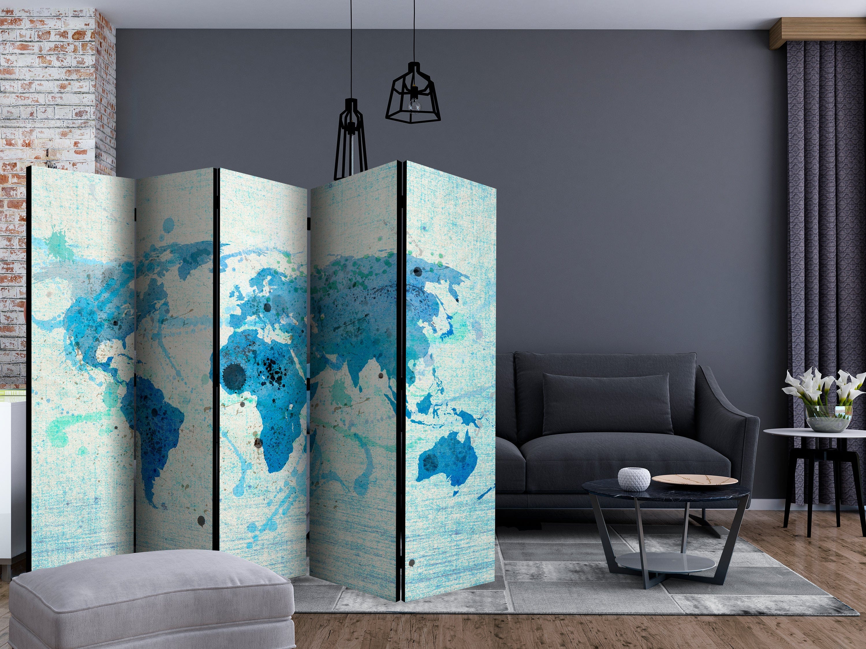 Aizslietnis 5-daļīgs - Kuģošana un burāšana - Pasaules karte (225x172cm) 225x172 cm Home Trends