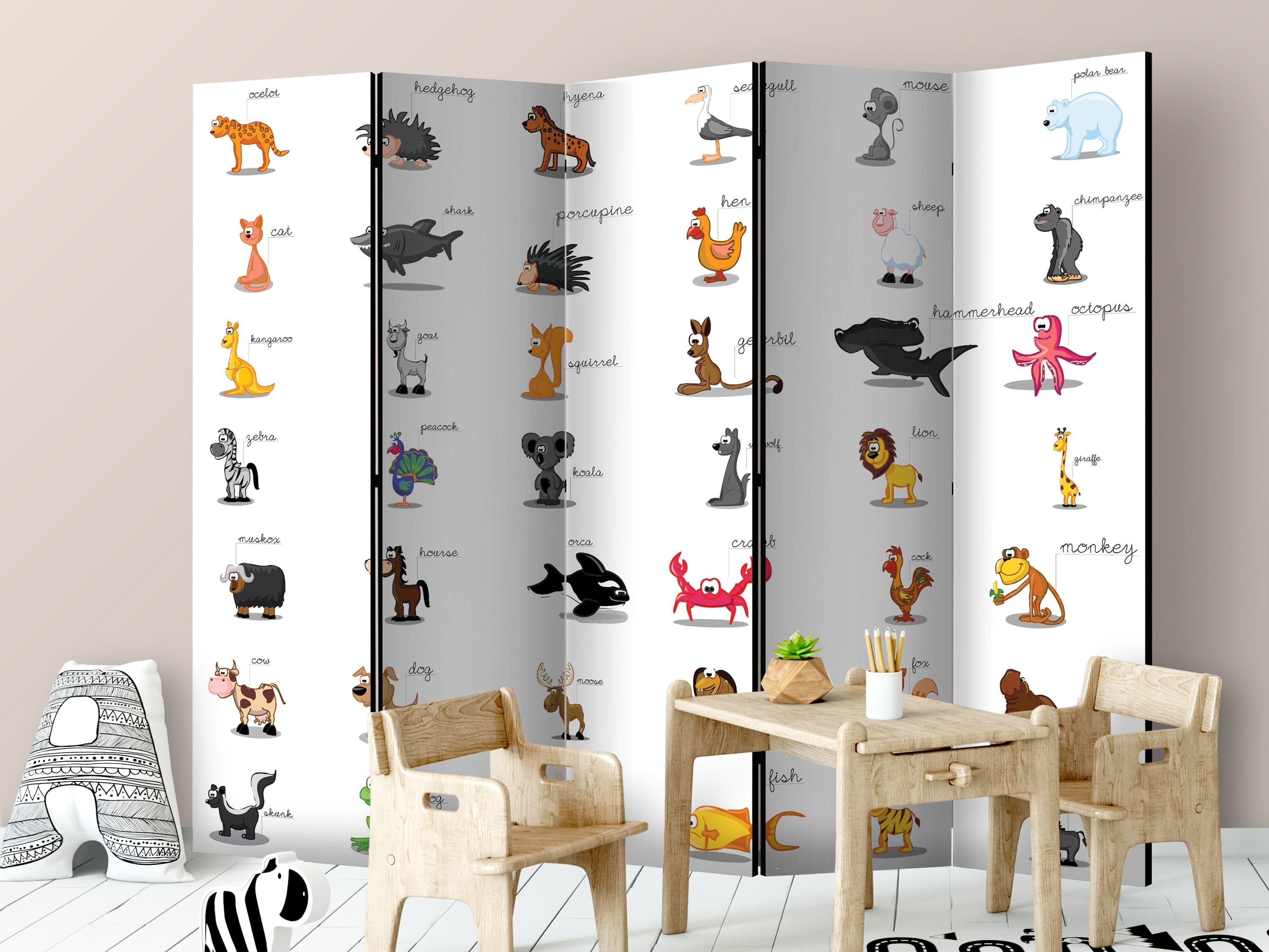 Aizslietnis 5-daļīgs - Mācīties, draudzēties, spēlēties (dzīvnieki) (225x172cm) 225x172 cm Home Trends