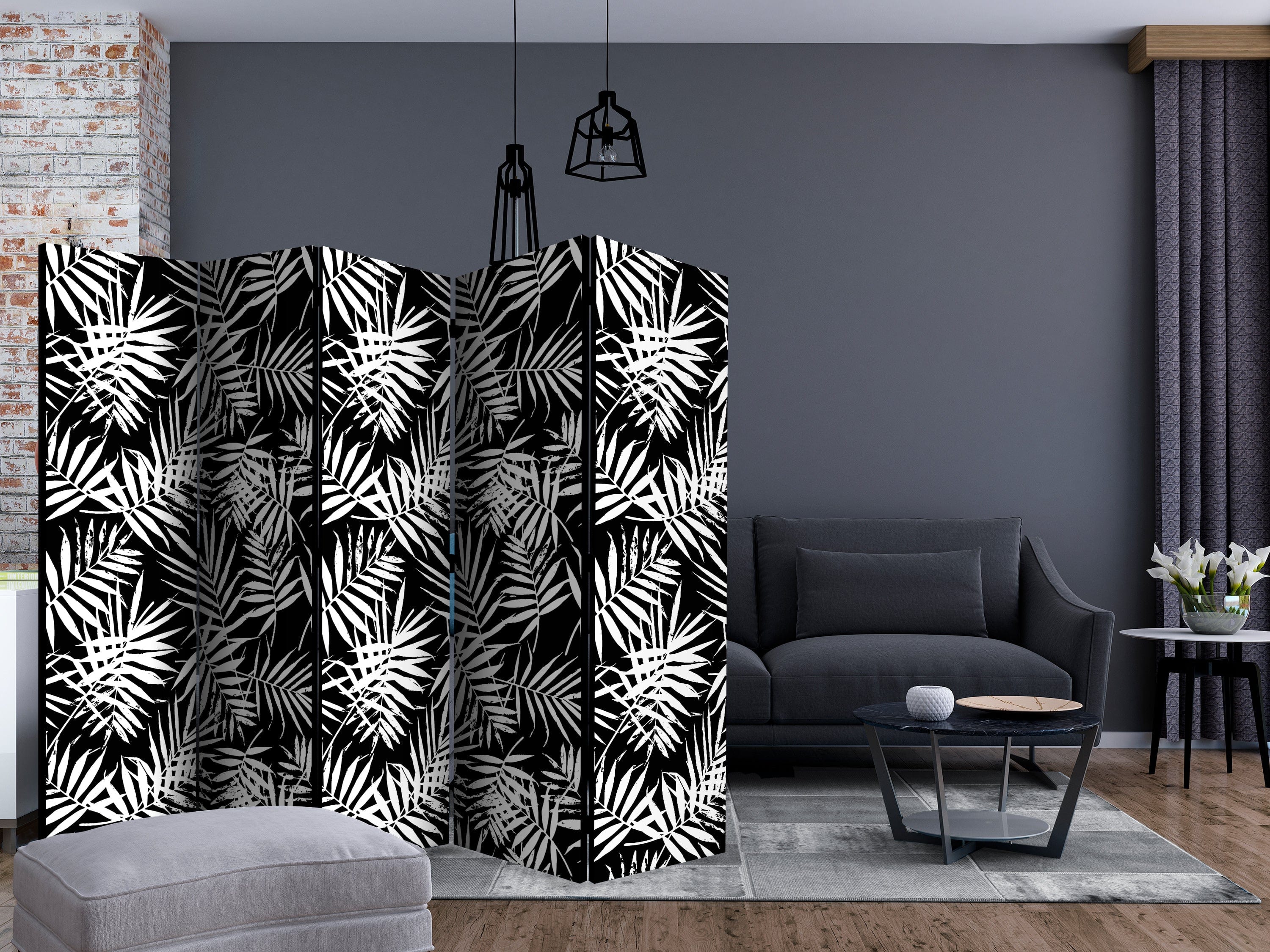 Aizslietnis 5-daļīgs - Melnbalti džungļi (225x172cm) 225x172 cm Home Trends
