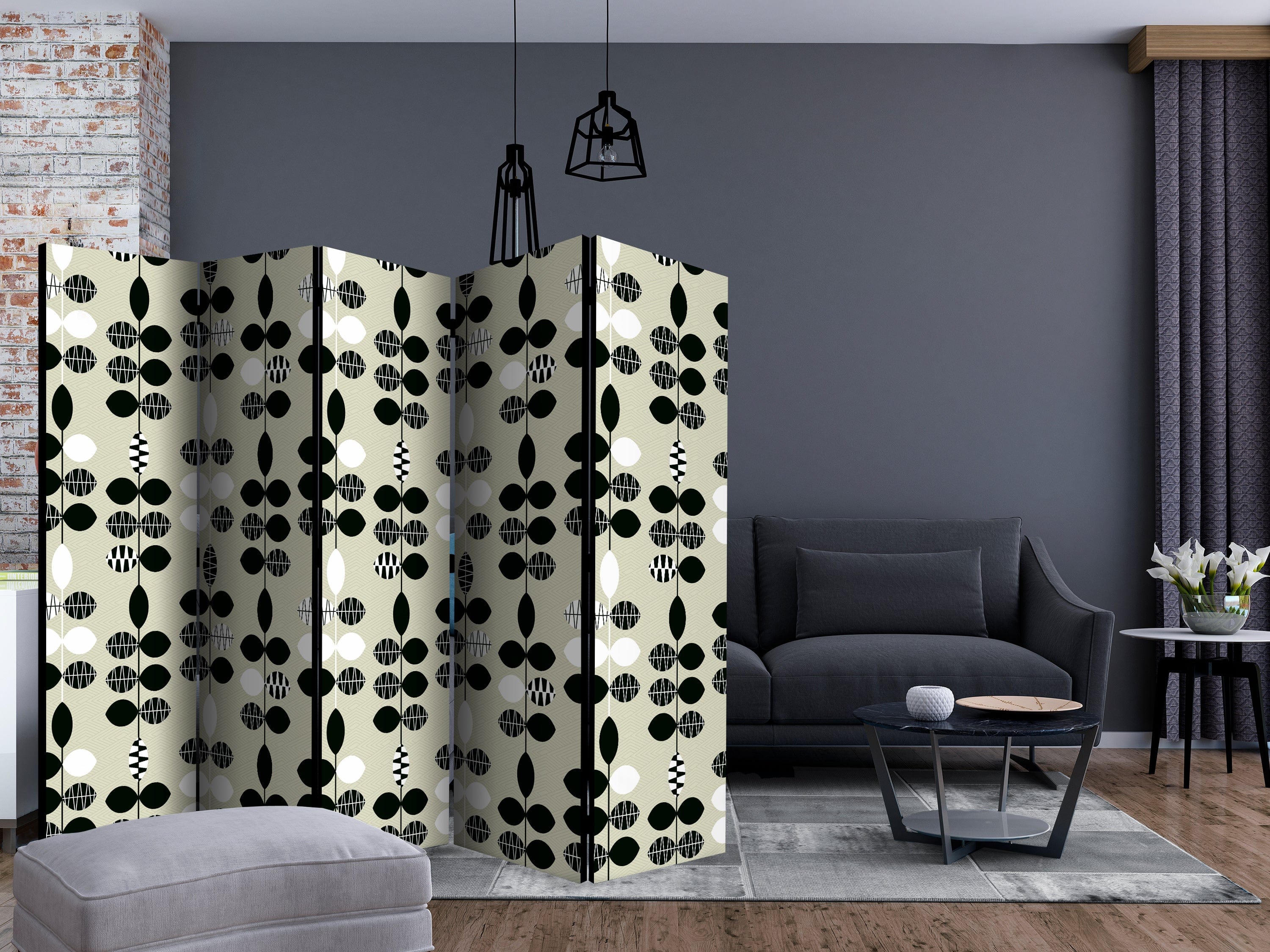 Aizslietnis 5-daļīgs - Melnbaltie punkti (225x172cm) 225x172 cm Home Trends