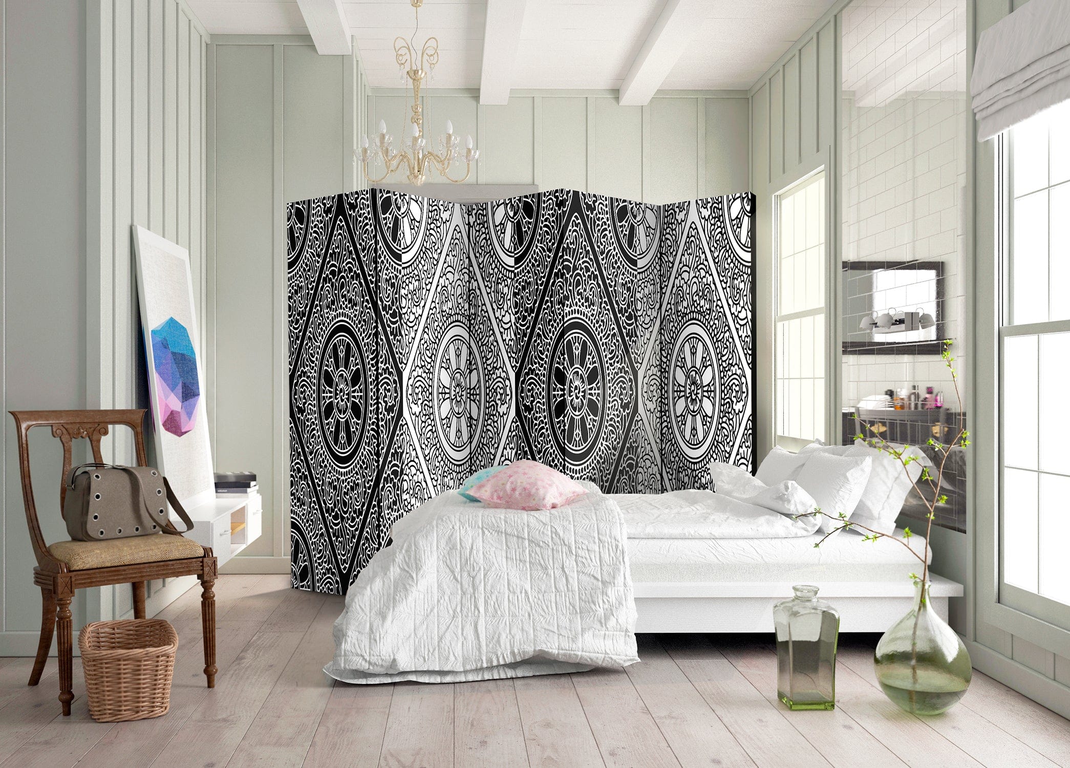 Aizslietnis 5-daļīgs - Melnbalts raksts etniskā stilā (225x172cm) 225x172 cm Home Trends