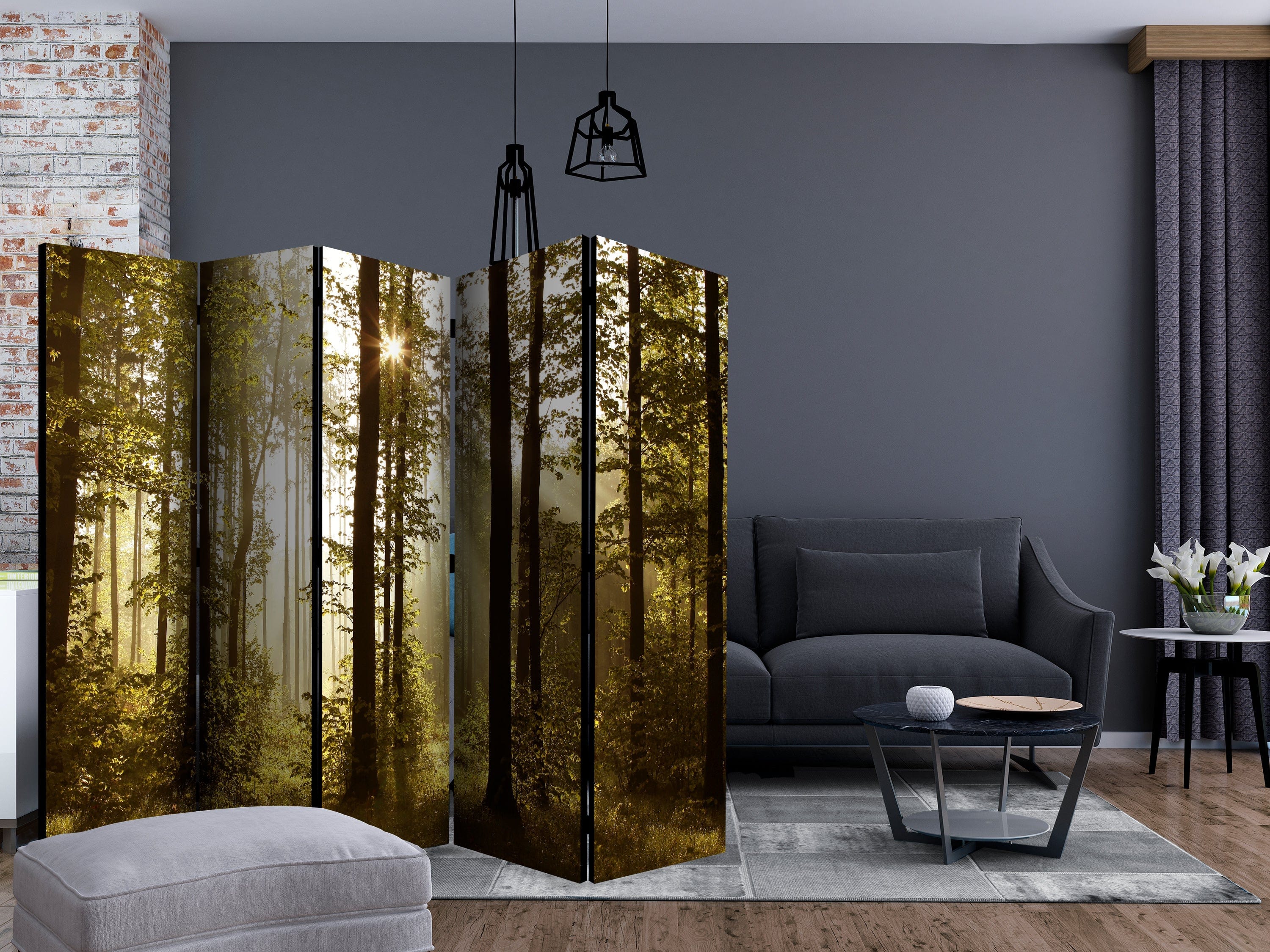 Aizslietnis 5-daļīgs - Mežs - Rīts saules gaismā  (225x172cm) 225x172 cm Home Trends