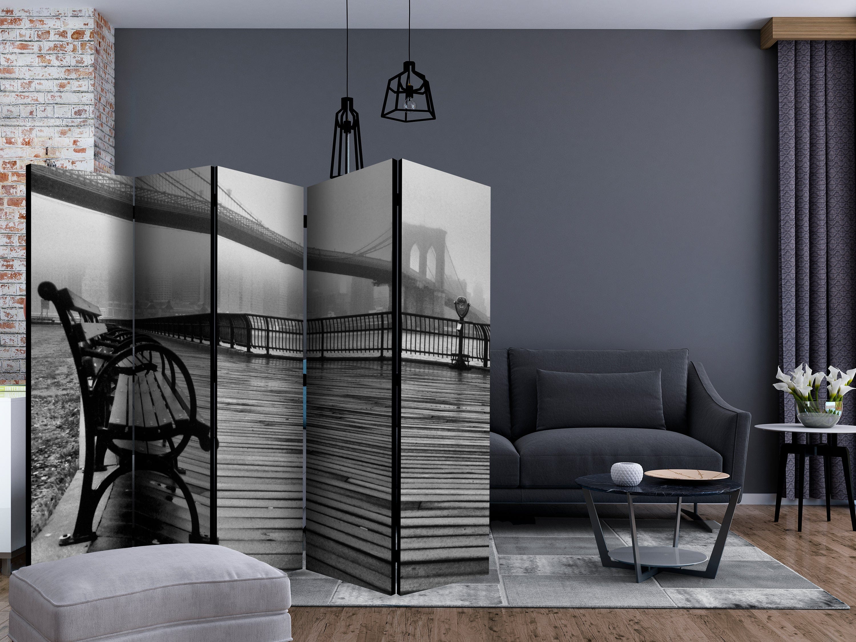 Aizslietnis 5-daļīgs - Miglaina diena uz Bruklinas tilta (225x172cm) 225x172 cm Home Trends