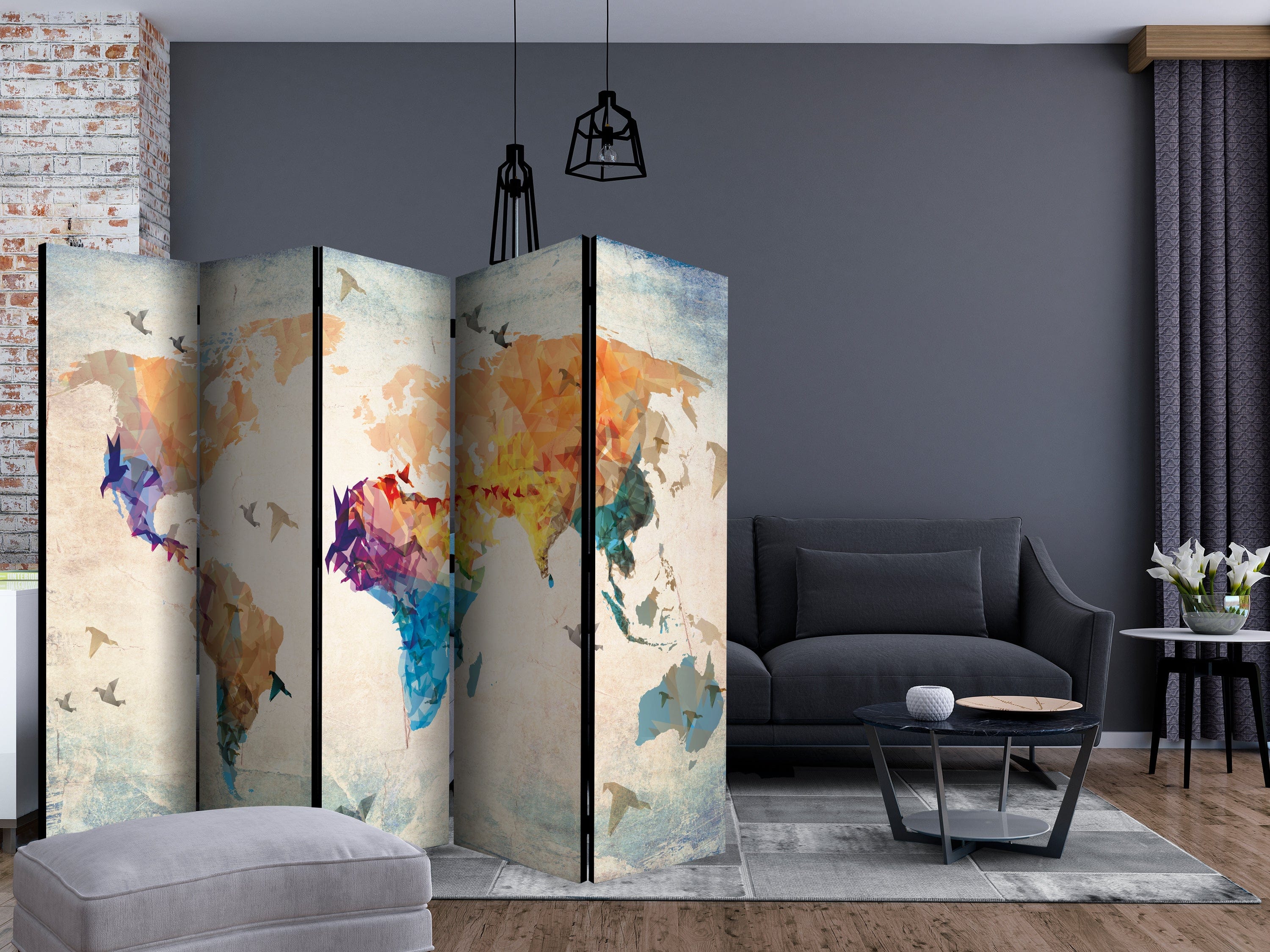 Aizslietnis 5-daļīgs - Papīra putni (225x172cm) 225x172 cm Home Trends