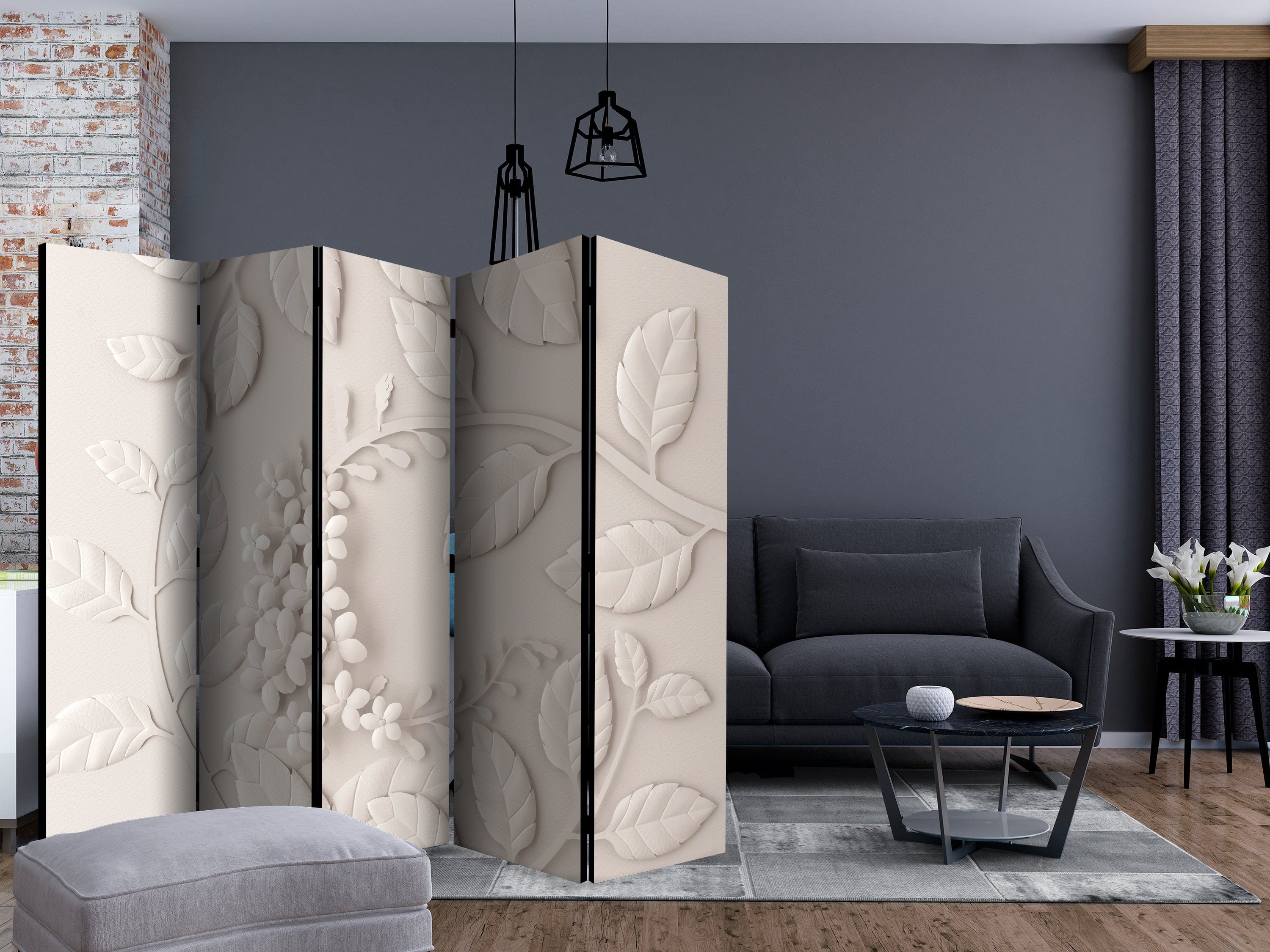 Aizslietnis 5-daļīgs - Papīra ziedi (krēmkrāsainas) (225x172cm) 225x172 cm Home Trends