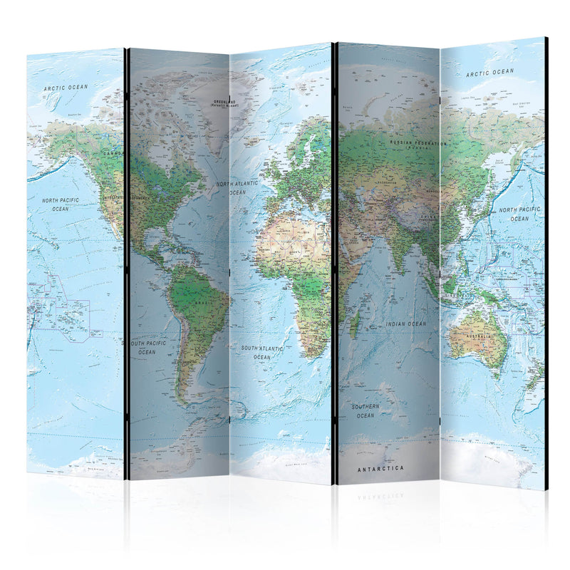 Aizslietnis 5-daļīgs - Pasaules karte (225x172cm) 225x172 cm Home Trends