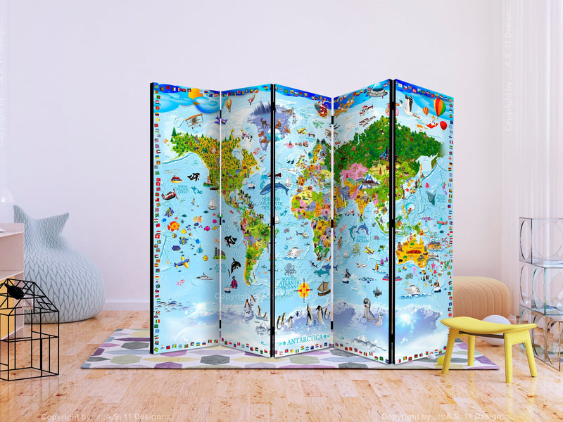 Aizslietnis 5-daļīgs - Pasaules karte bērniem (225x172cm) 225x172 cm Home Trends