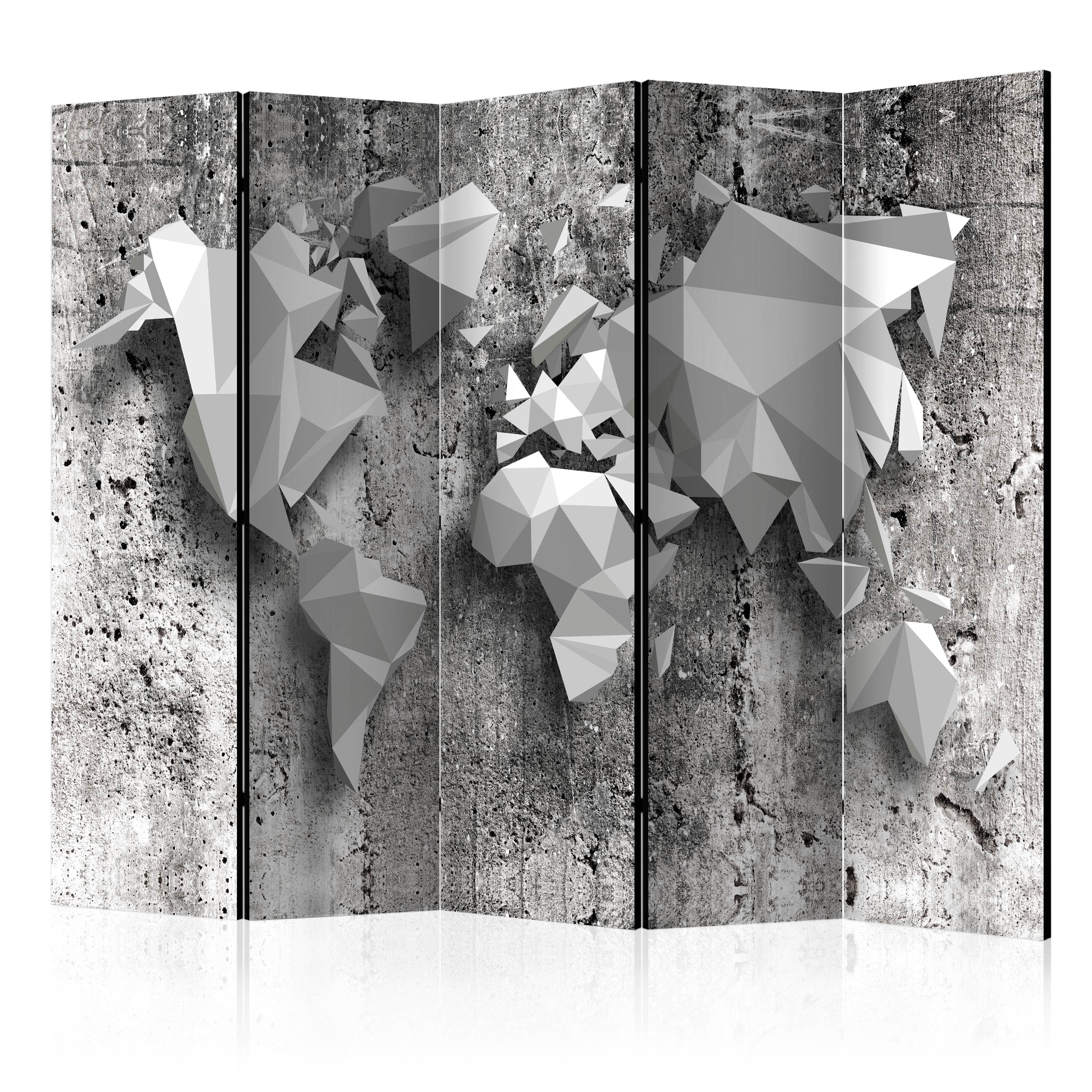 Aizslietnis 5-daļīgs - Pasaules karte - Origami (225x172cm) 225x172 cm Home Trends