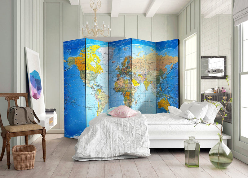 Aizslietnis 5-daļīgs - Pasaules klasiskā karte  (225x172cm) 225x172 cm Home Trends