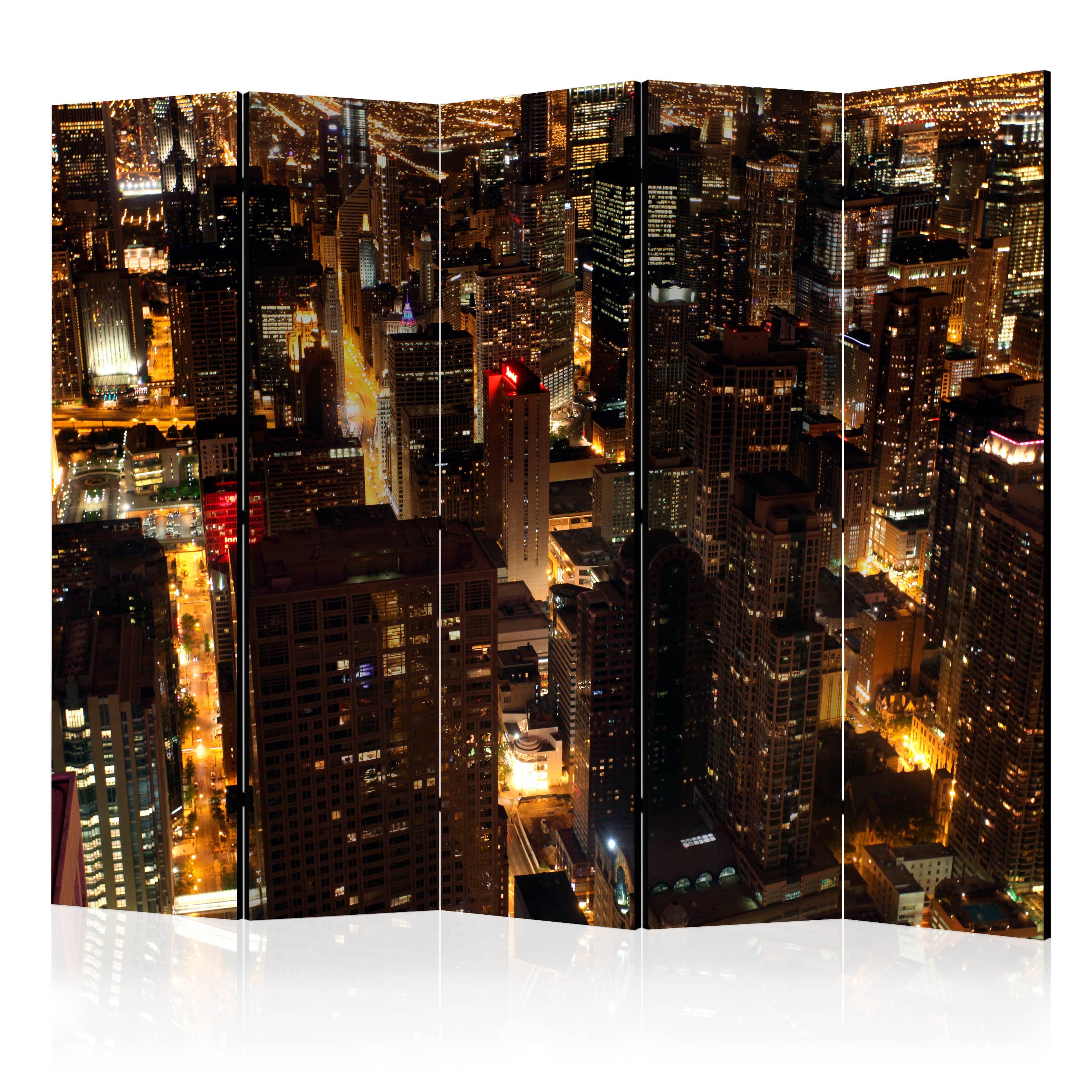 Aizslietnis 5-daļīgs - Pilsēta naktī - Čikāga, ASV (225x172cm) 225x172 cm Home Trends