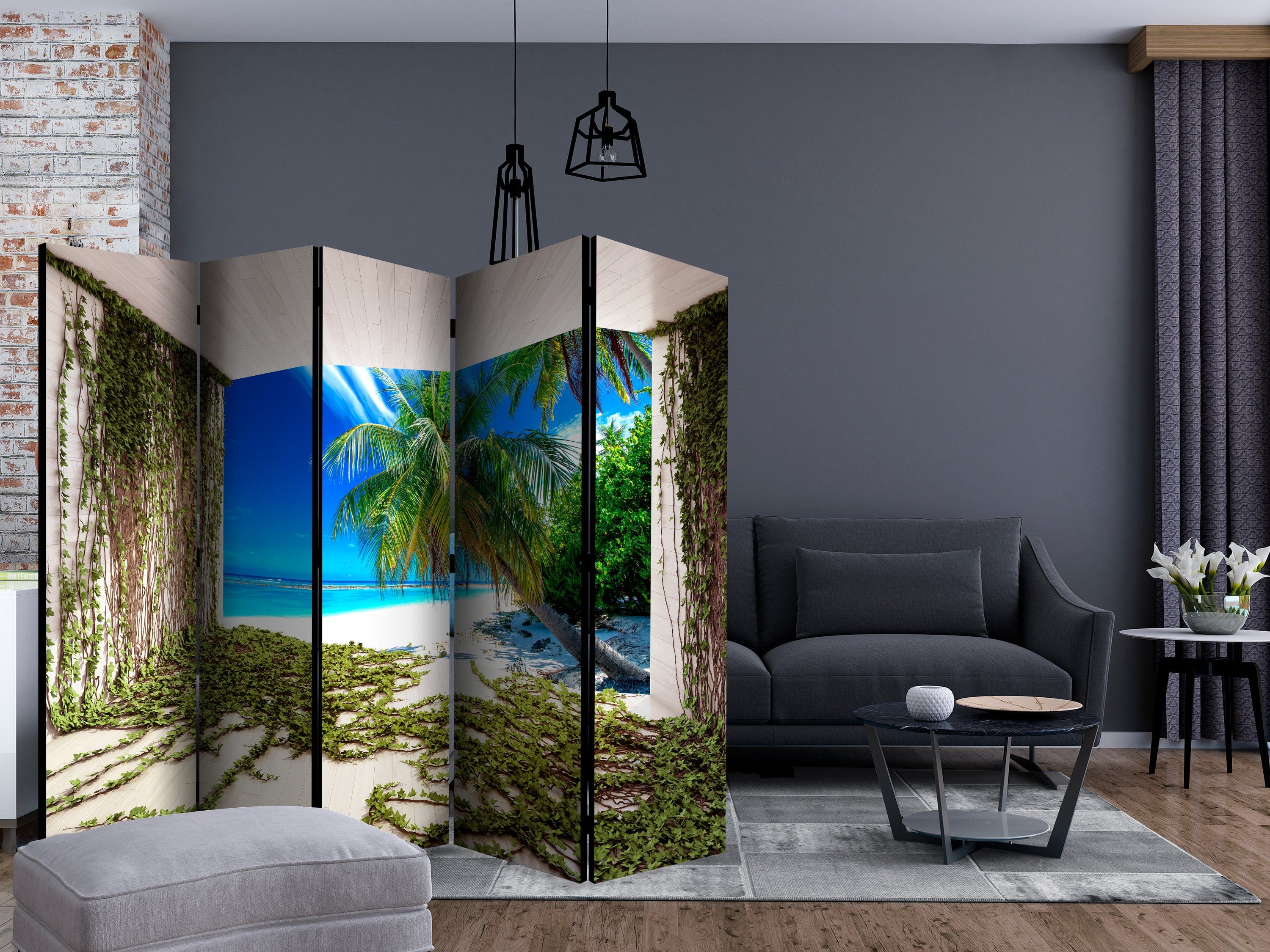 Aizslietnis 5-daļīgs - Pludmale un efejas (225x172cm) 225x172 cm Home Trends