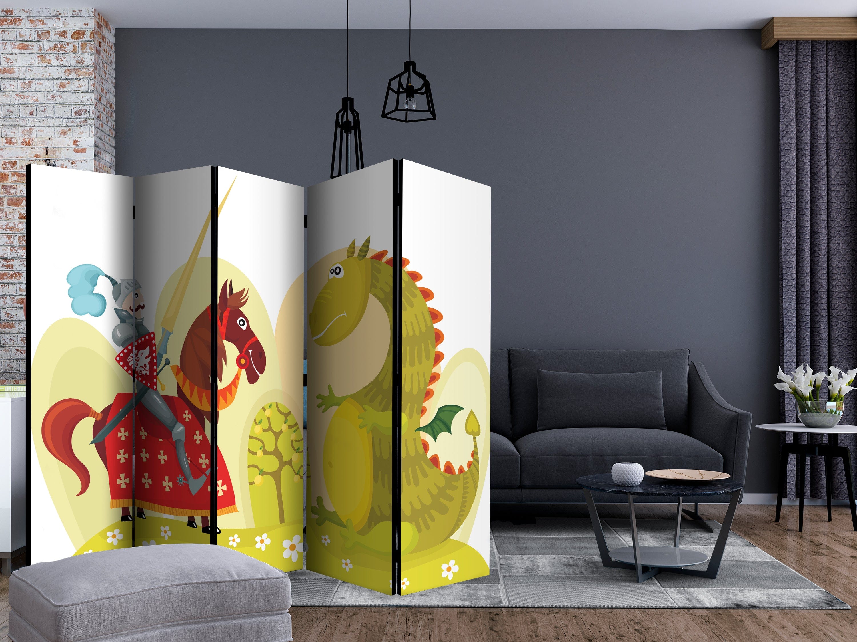 Aizslietnis 5-daļīgs - Pūķis un bruņinieks (225x172cm) 225x172 cm Home Trends