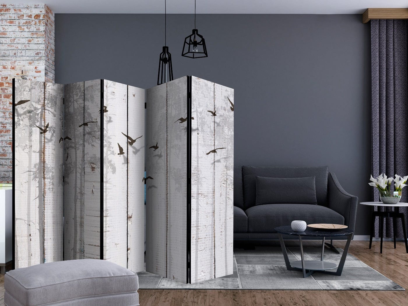 Aizslietnis 5-daļīgs - Putni uz dēļiem (225x172cm) 225x172 cm Home Trends