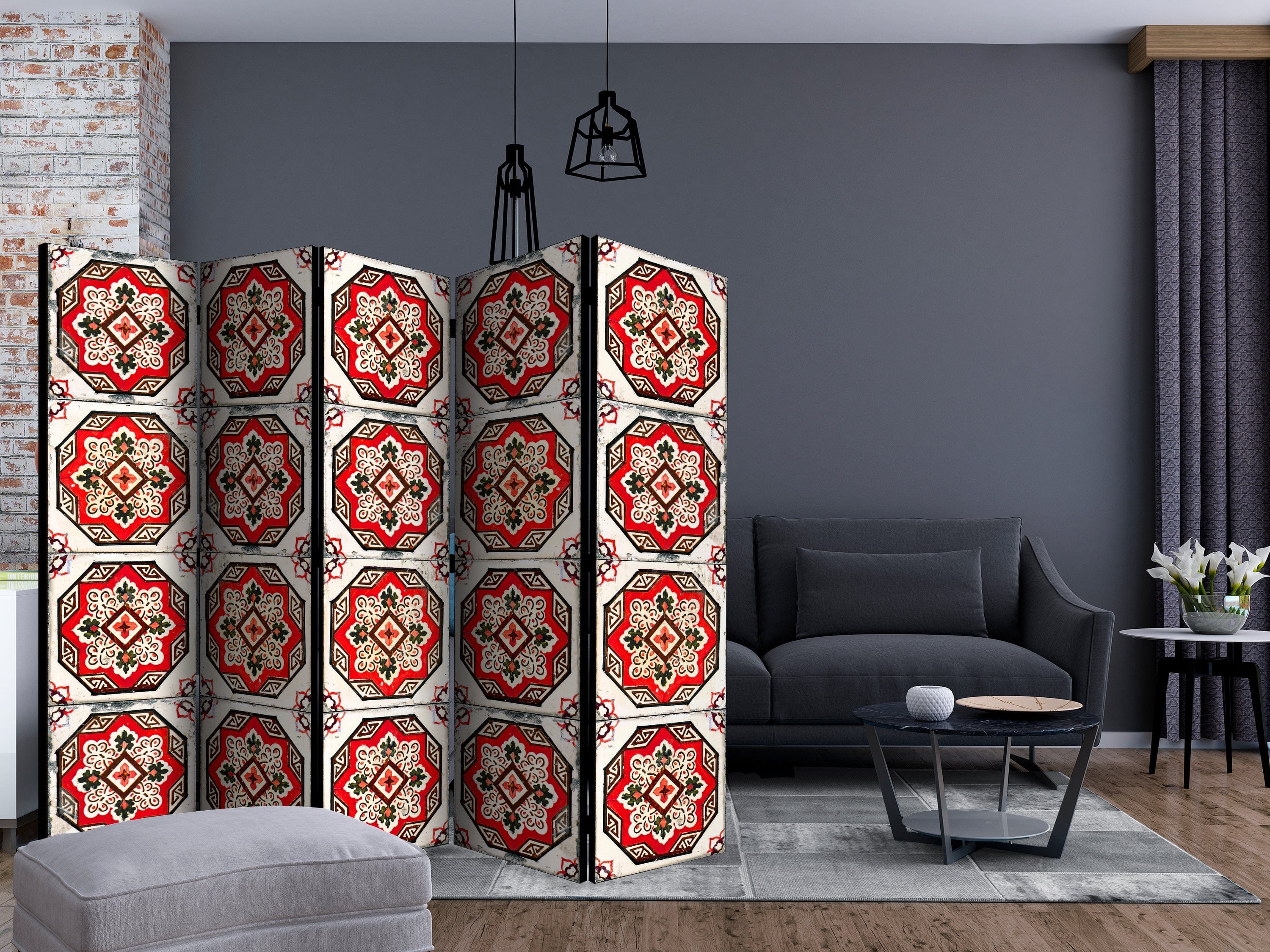 Aizslietnis 5-daļīgs - Sarkanās līnijas deja (225x172cm) 225x172 cm Home Trends