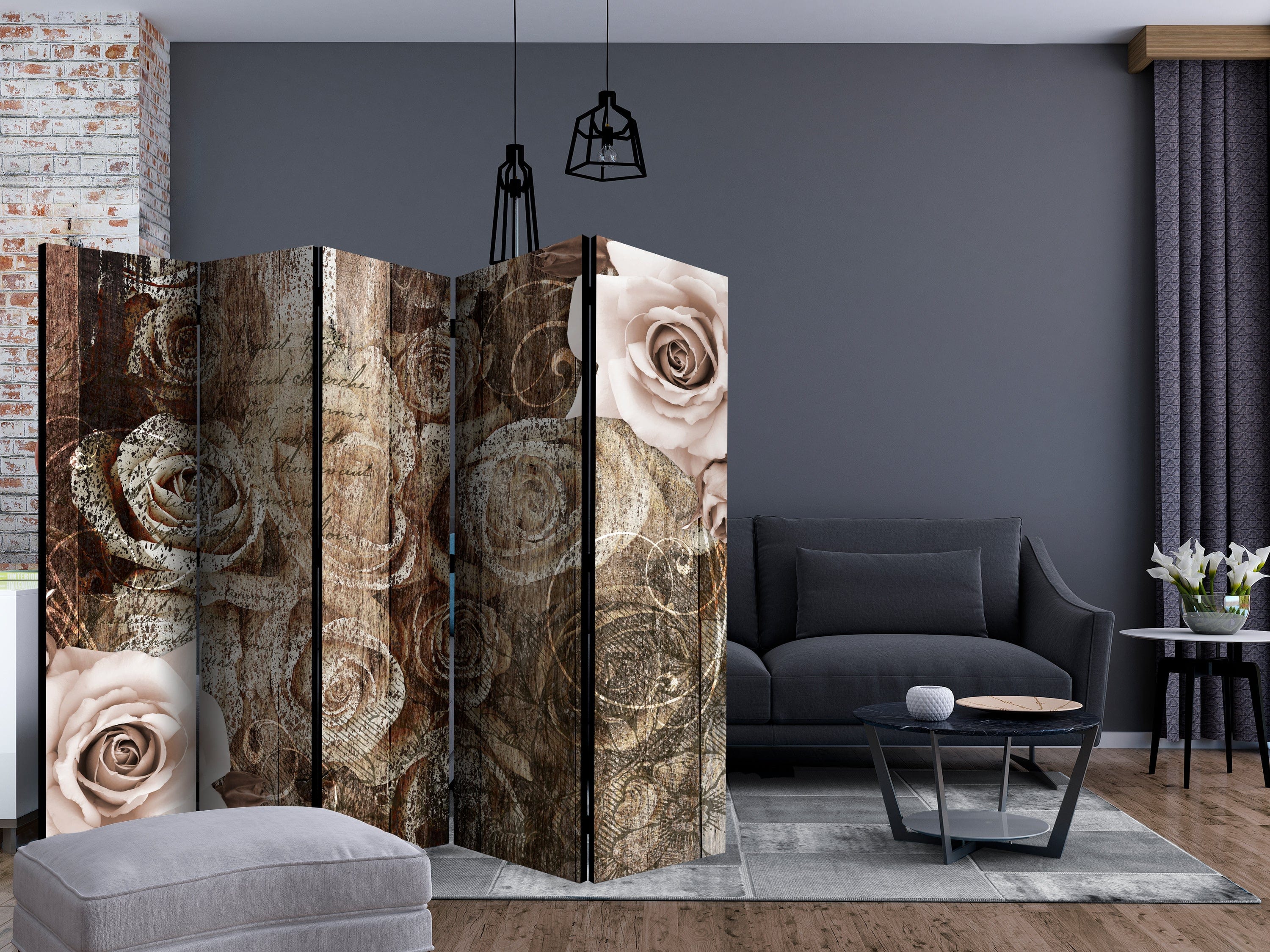 Aizslietnis 5-daļīgs - Vecs koks un rozes (225x172cm) 225x172 cm Home Trends