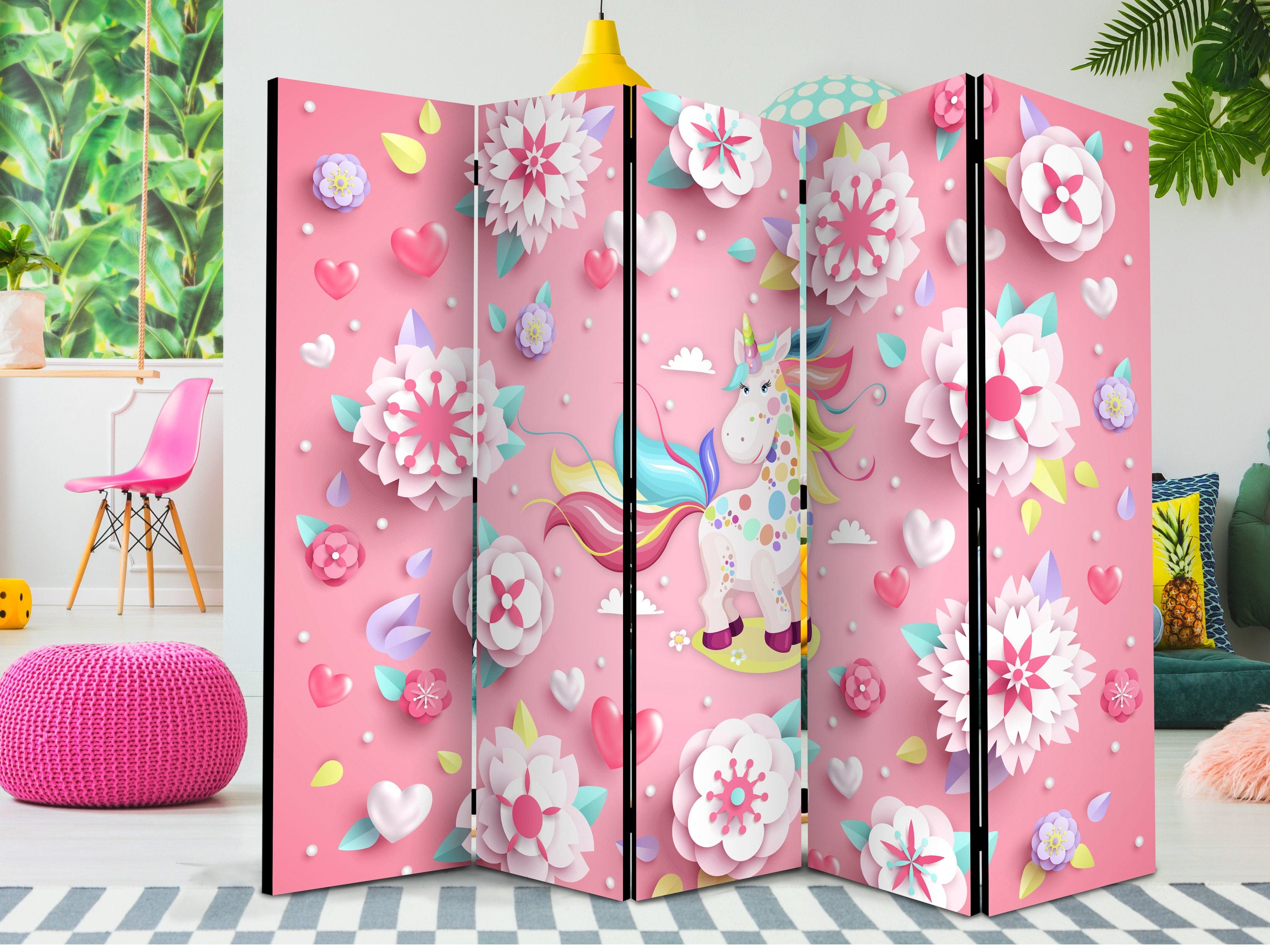 Aizslietnis 5-daļīgs - Vienradzis uz puķu dobes (225x172cm) 225x172 cm Home Trends