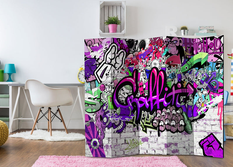 Aizslietnis 5-daļīgs - Violets grafiti (225x172cm) 225x172 cm Home Trends