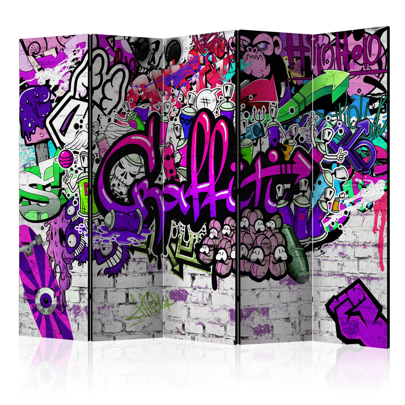 Aizslietnis 5-daļīgs - Violets grafiti (225x172cm) 225x172 cm Home Trends