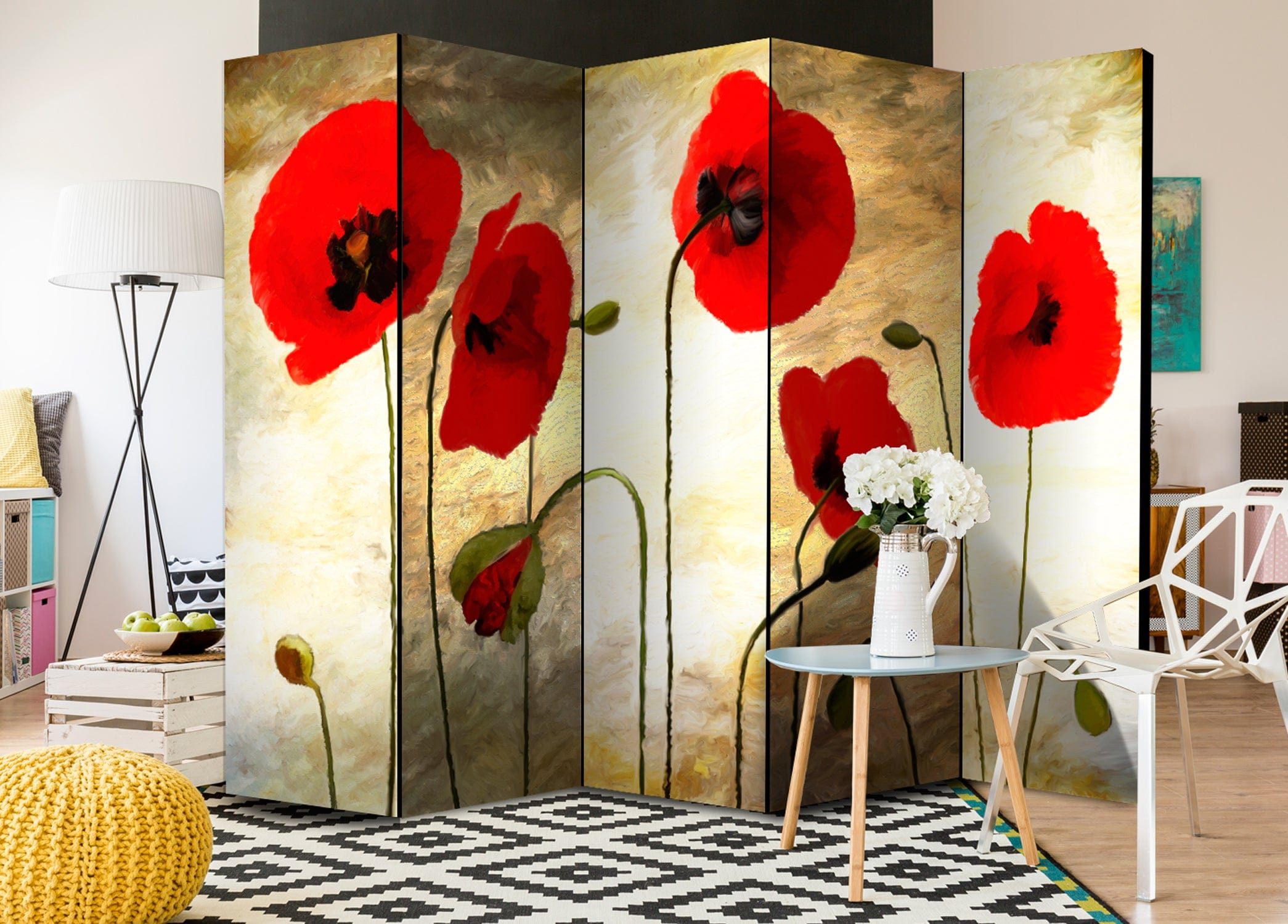 Aizslietnis 5-daļīgs - Zelta magoņu lauks (225x172cm) 225x172 cm Home Trends