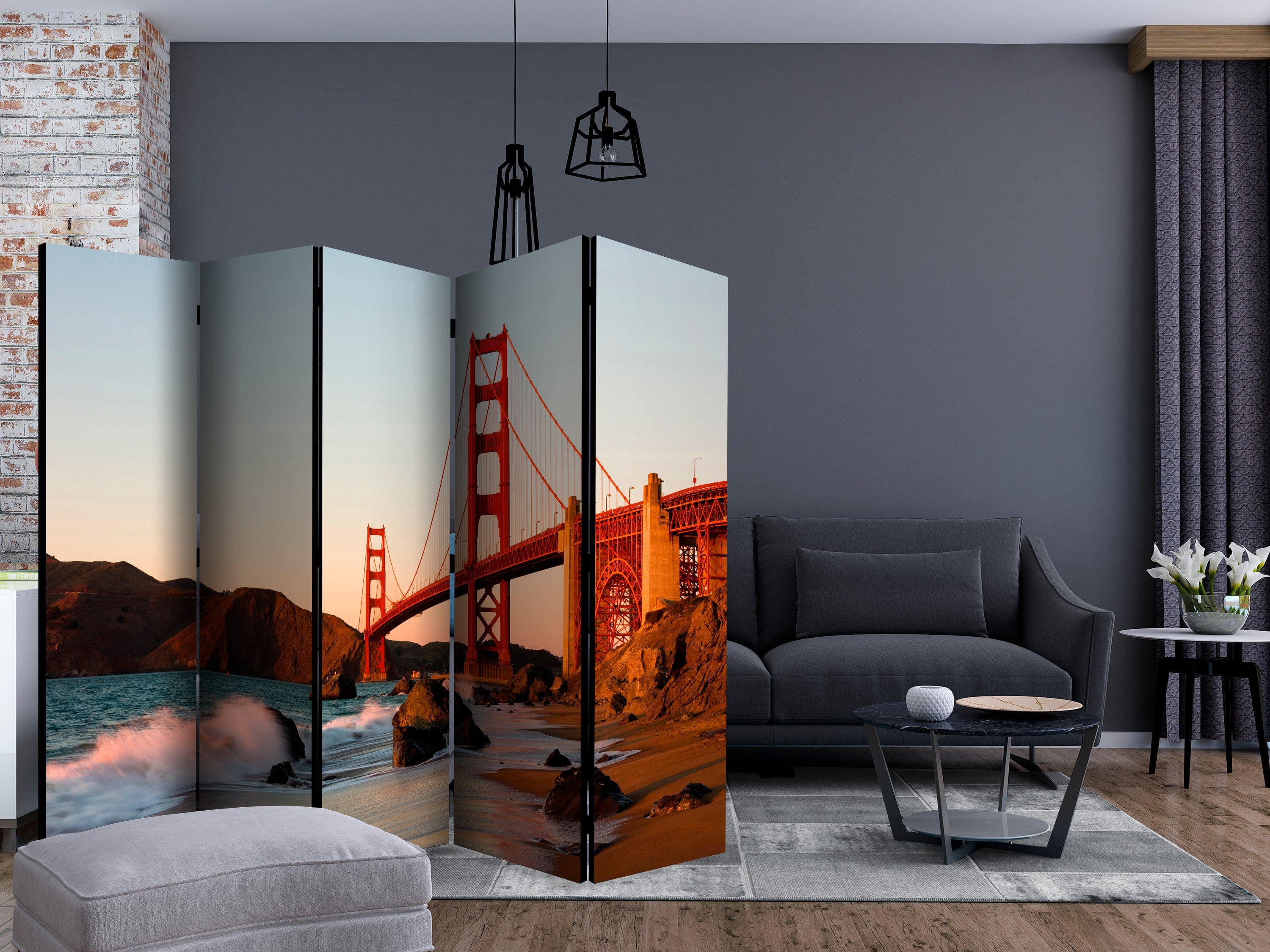 Aizslietnis 5-daļīgs - Zelta vārtu tilts - saulriets, Sanfrancisko (225x172cm) 225x172 cm Home Trends