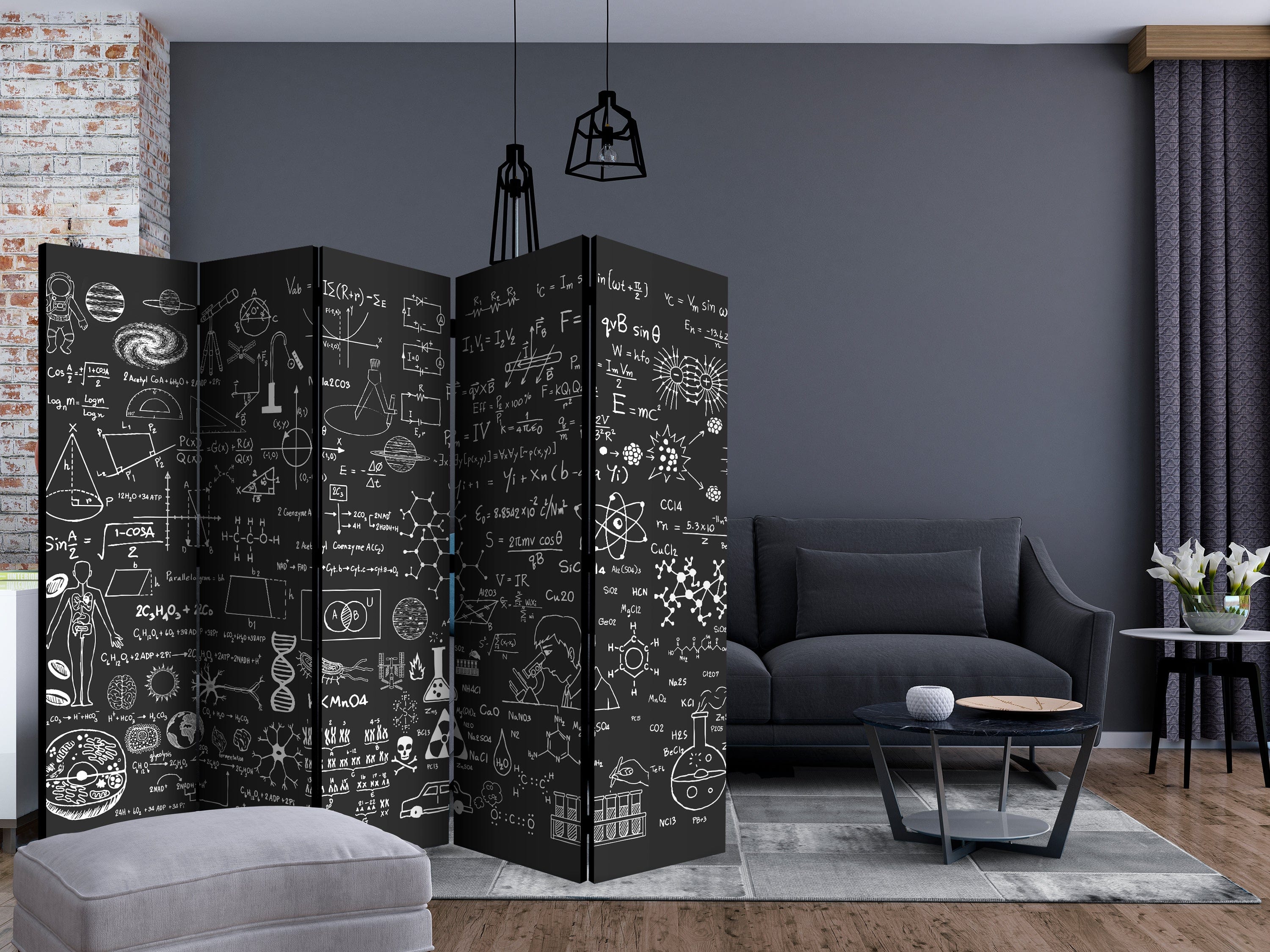 Aizslietnis 5-daļīgs - Zinātne uz tāfeles (225x172cm) 225x172 cm Home Trends