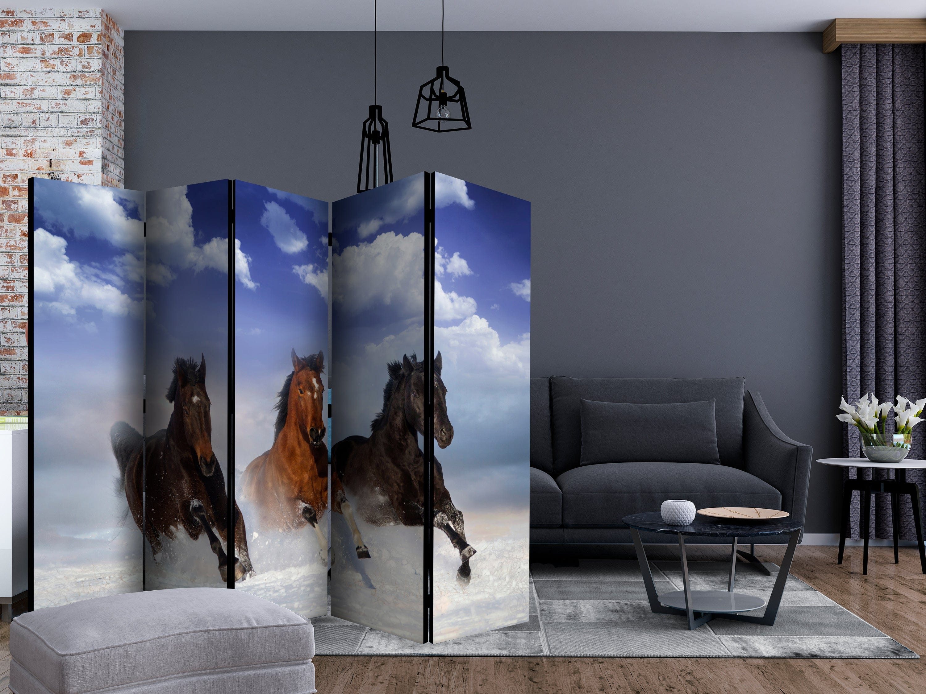 Aizslietnis 5-daļīgs - Zirgi sniegā (225x172cm) 225x172 cm Home Trends