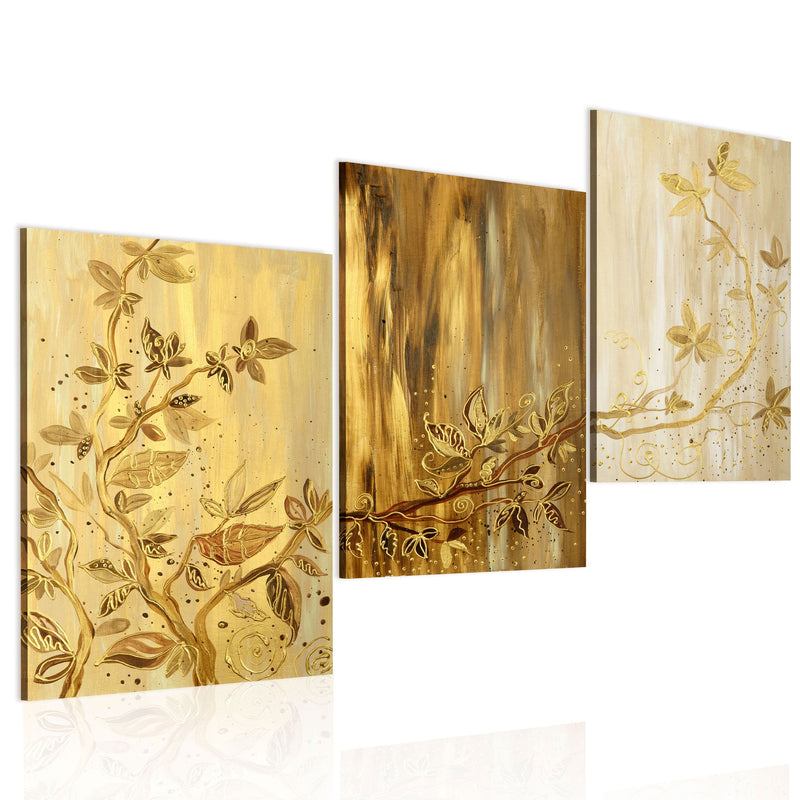 Ar rokām gleznota Kanva - Golden leaves 120x60 Home Trends