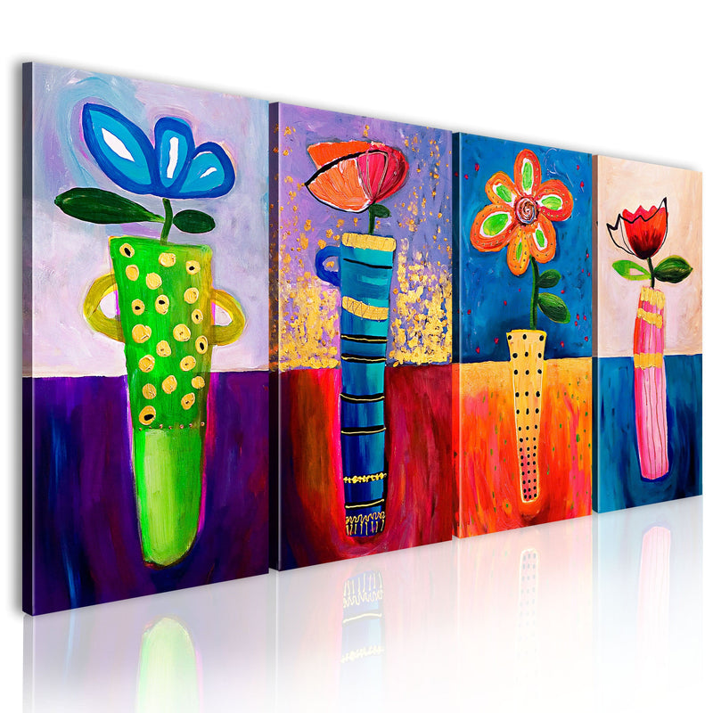 Ar rokām gleznota Kanva - Rainbow flowers 120x60 Home Trends