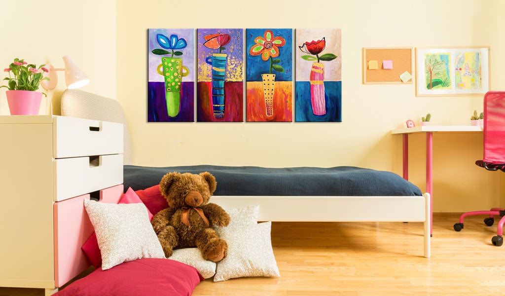 Ar rokām gleznota Kanva - Rainbow flowers 120x60 Home Trends