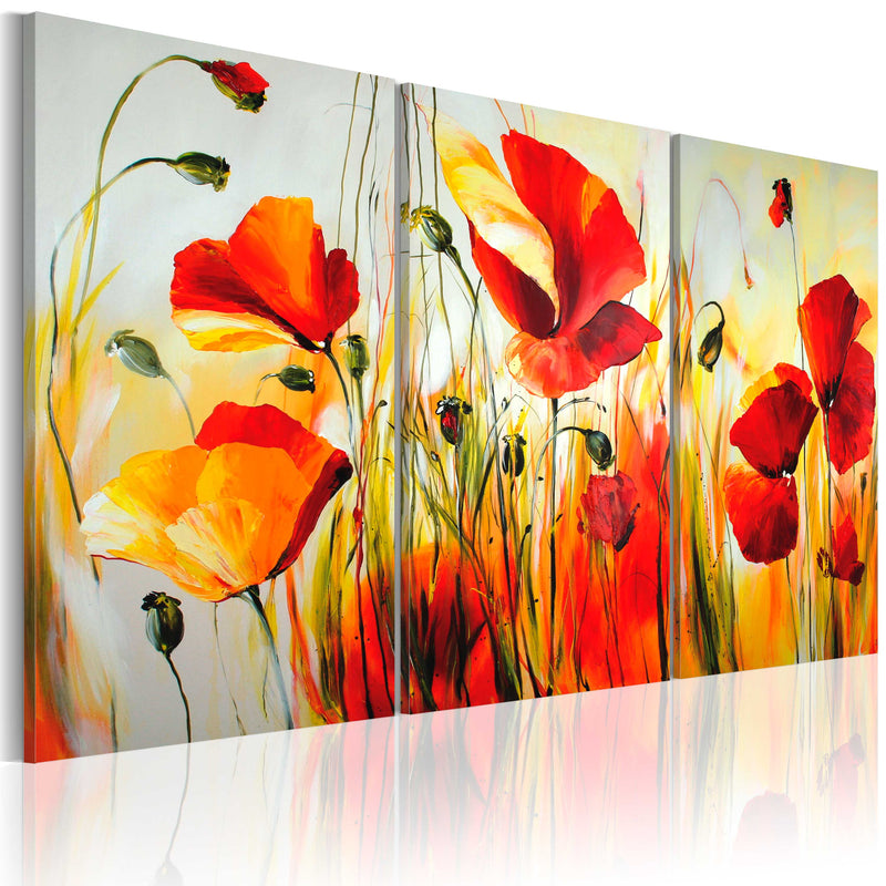 Ar rokām gleznota Kanva - Red meadow 120x80 Home Trends
