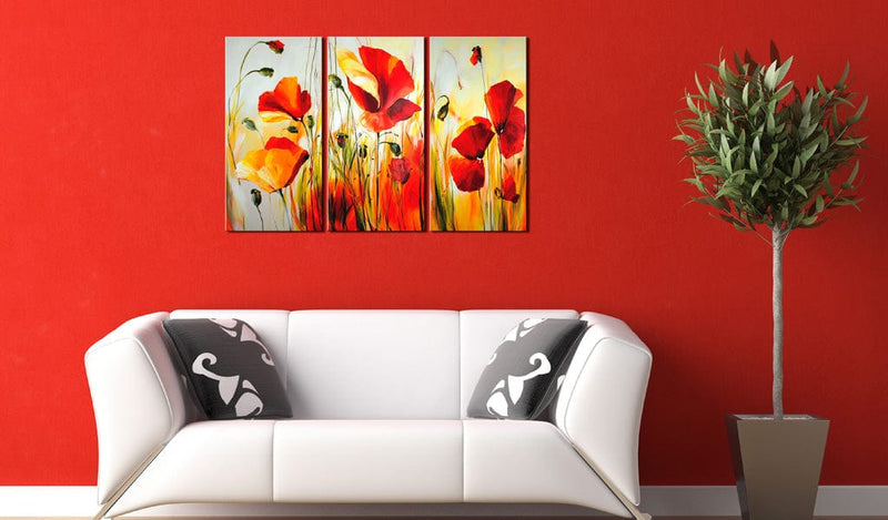Ar rokām gleznota Kanva - Red meadow 120x80 Home Trends