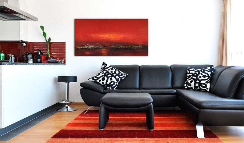 Ar rokām gleznota Kanva - Red sunset over the sea 120x60 Home Trends