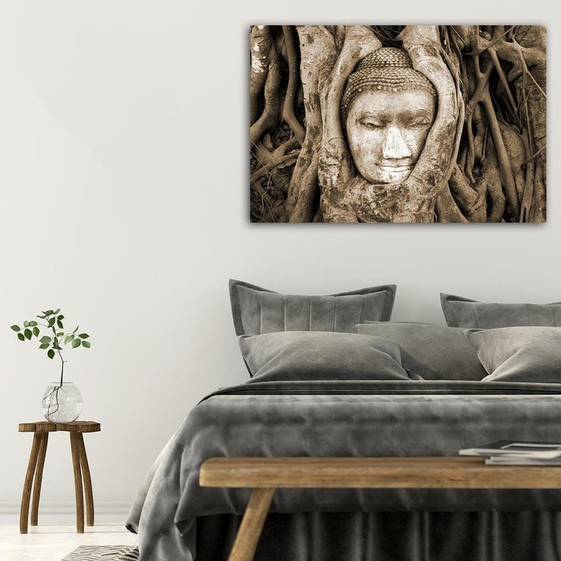 Dekoratīvais panelis - Buddha Head In The Tree 4  Home Trends Deco