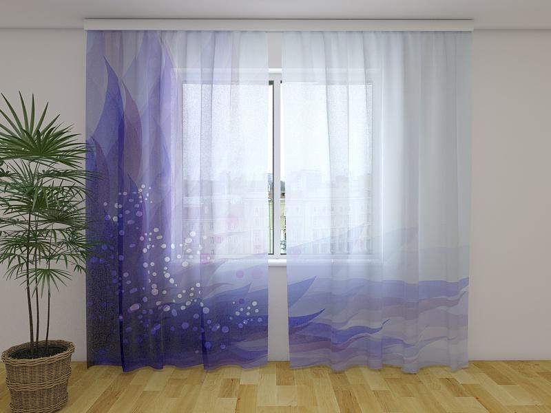 Dienas un nakts aizkari - Abstrakts zils zieds 180 x 140 cm (2X 90x140 cm) / Сaurspīdīgs šifons E-interjers.lv