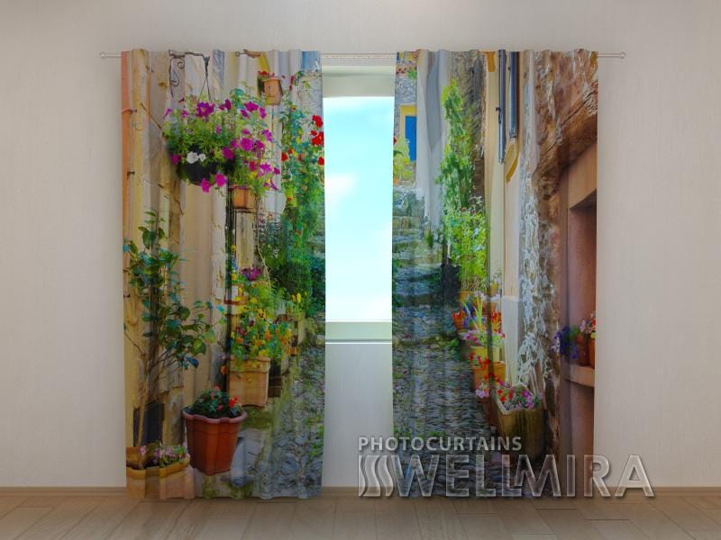 Dienas un nakts aizkari - Atpūtas iela ar ziediem 180 x 140 cm (2X 90x140 cm) / SCREEN E-interjers.lv