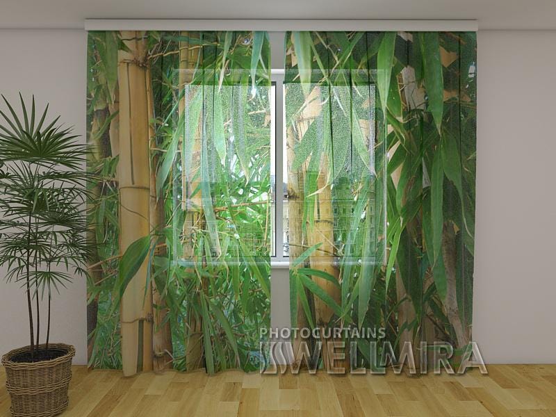 Dienas un nakts aizkari - Bambusa mežs 180 x 140 cm (2X 90x140 cm) / Сaurspīdīgs šifons E-interjers.lv