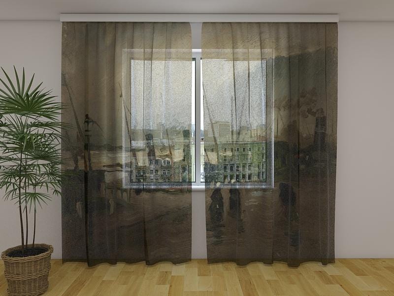 Dienas un nakts aizkari - De Ruijterkade Amsterdamā - Vinsents van Gogs 180 x 140 cm (2X 90x140 cm) / Сaurspīdīgs šifons E-interjers.lv