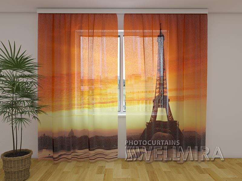Dienas un nakts aizkari - Eifeļa tornis 4. versija 180 x 140 cm (2X 90x140 cm) / Сaurspīdīgs šifons E-interjers.lv