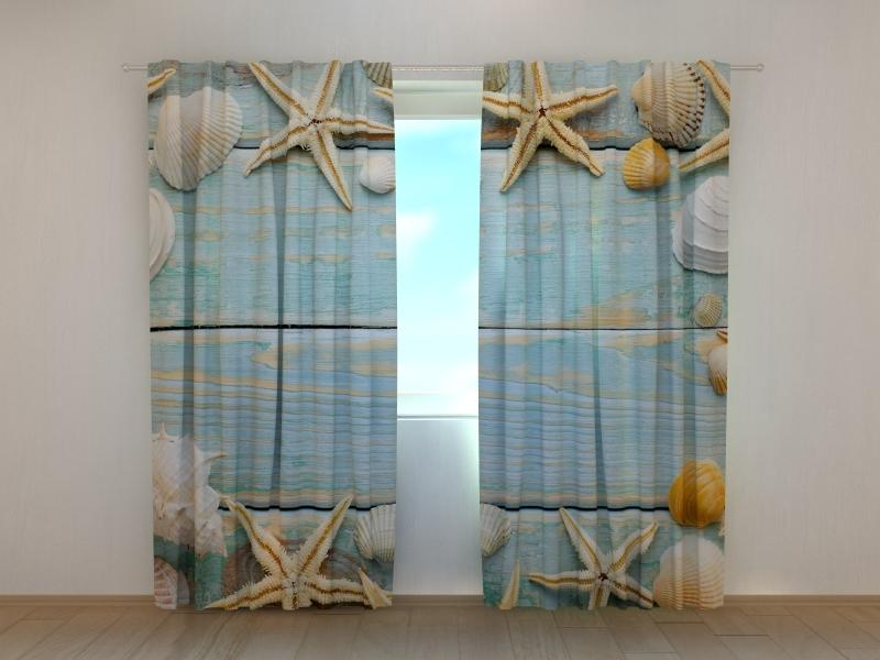 Dienas un nakts aizkari - Gliemežvāki uz senlaicīga koka 180 x 140 cm (2X 90x140 cm) / SCREEN E-interjers.lv