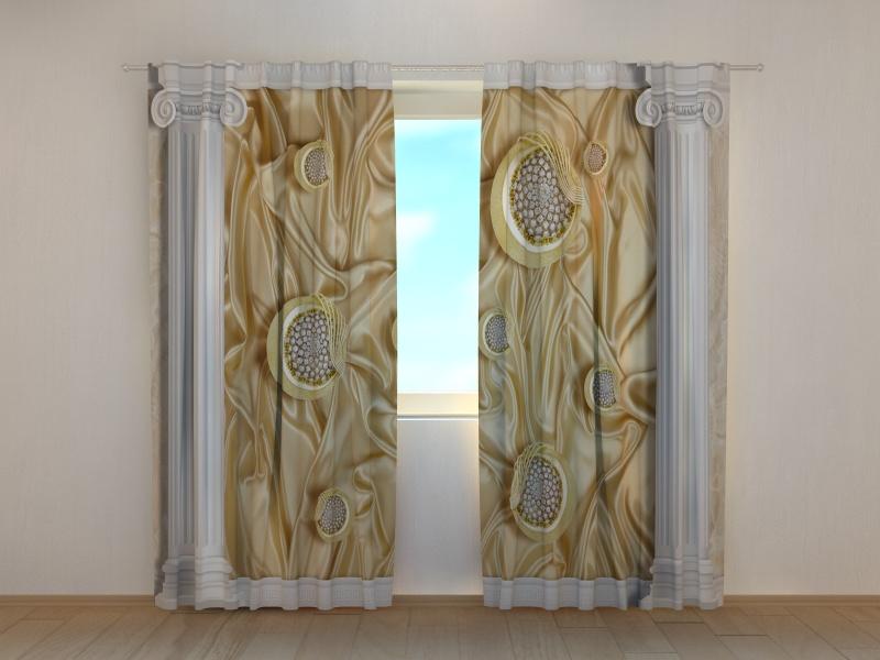Dienas un nakts aizkari - Grieķu kolonnas un zīda fons 180 x 140 cm (2X 90x140 cm) / SCREEN E-interjers.lv