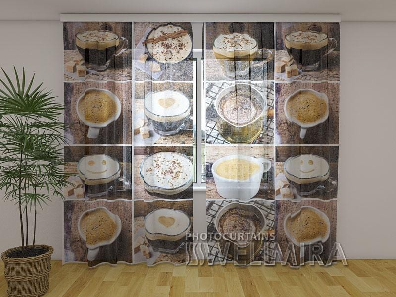 Dienas un nakts aizkari - Kafijas aromāts 180 x 140 cm (2X 90x140 cm) / Сaurspīdīgs šifons E-interjers.lv
