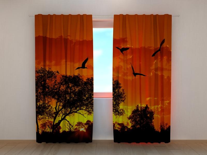 Dienas un nakts aizkari - Lieli ibisi saulrieta laikā 180 x 140 cm (2X 90x140 cm) / SCREEN E-interjers.lv