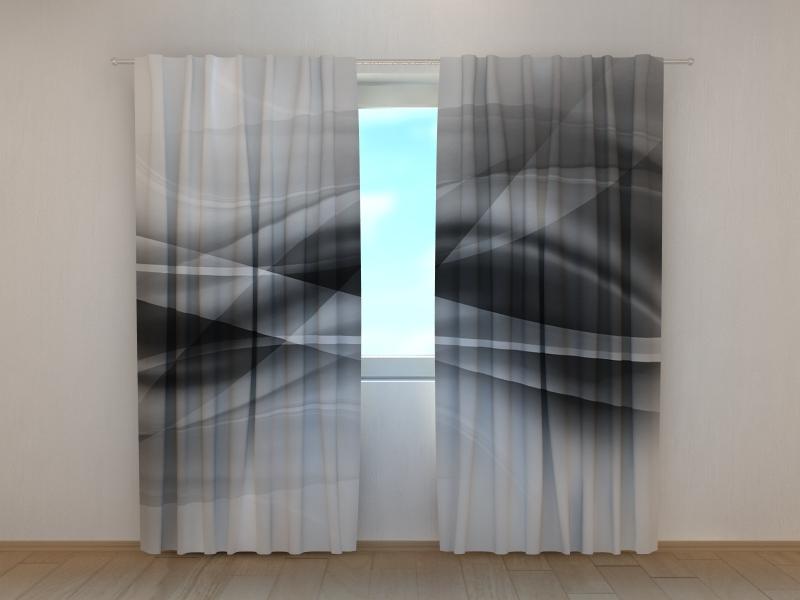 Dienas un nakts aizkari - Melnbalti abstrakcijas viļņi 180 x 140 cm (2X 90x140 cm) / SCREEN E-interjers.lv