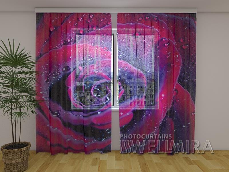 Dienas un nakts aizkari - Mīlestības roze 180 x 140 cm (2X 90x140 cm) / Сaurspīdīgs šifons E-interjers.lv