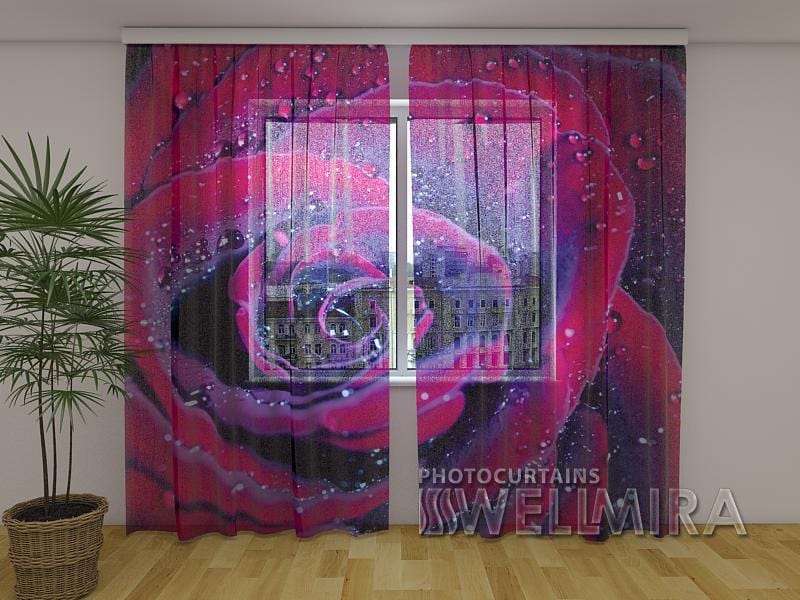 Dienas un nakts aizkari - Mīlestības roze 180 x 140 cm (2X 90x140 cm) / Сaurspīdīgs šifons E-interjers.lv