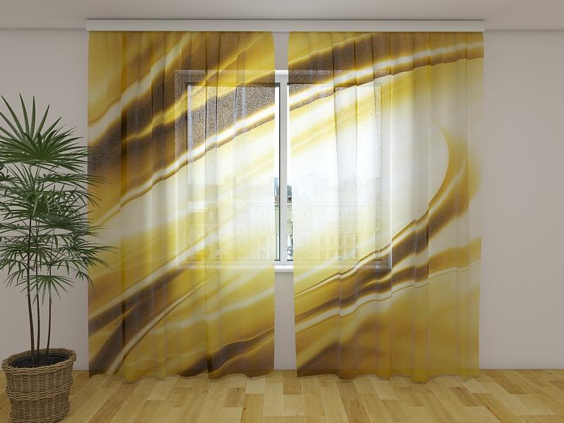 Dienas un nakts aizkari - Mūsdienīga zelta abstrakcija 180 x 140 cm (2X 90x140 cm) / Сaurspīdīgs šifons E-interjers.lv