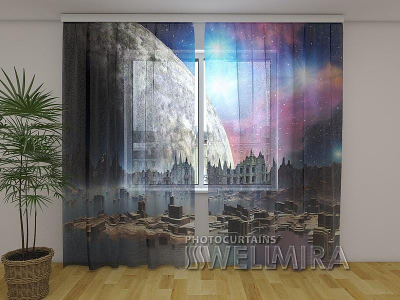 Dienas un nakts aizkari - Neticamā pasaule 180 x 140 cm (2X 90x140 cm) / Сaurspīdīgs šifons E-interjers.lv